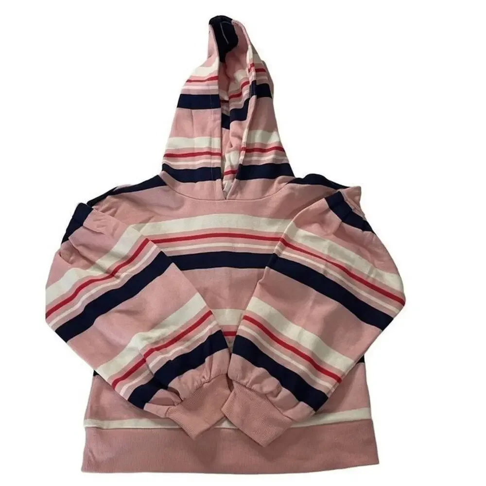 1901‎ Girls Striped Blouson Sleeves Hoodie Sweatshirt Size Small 7/8